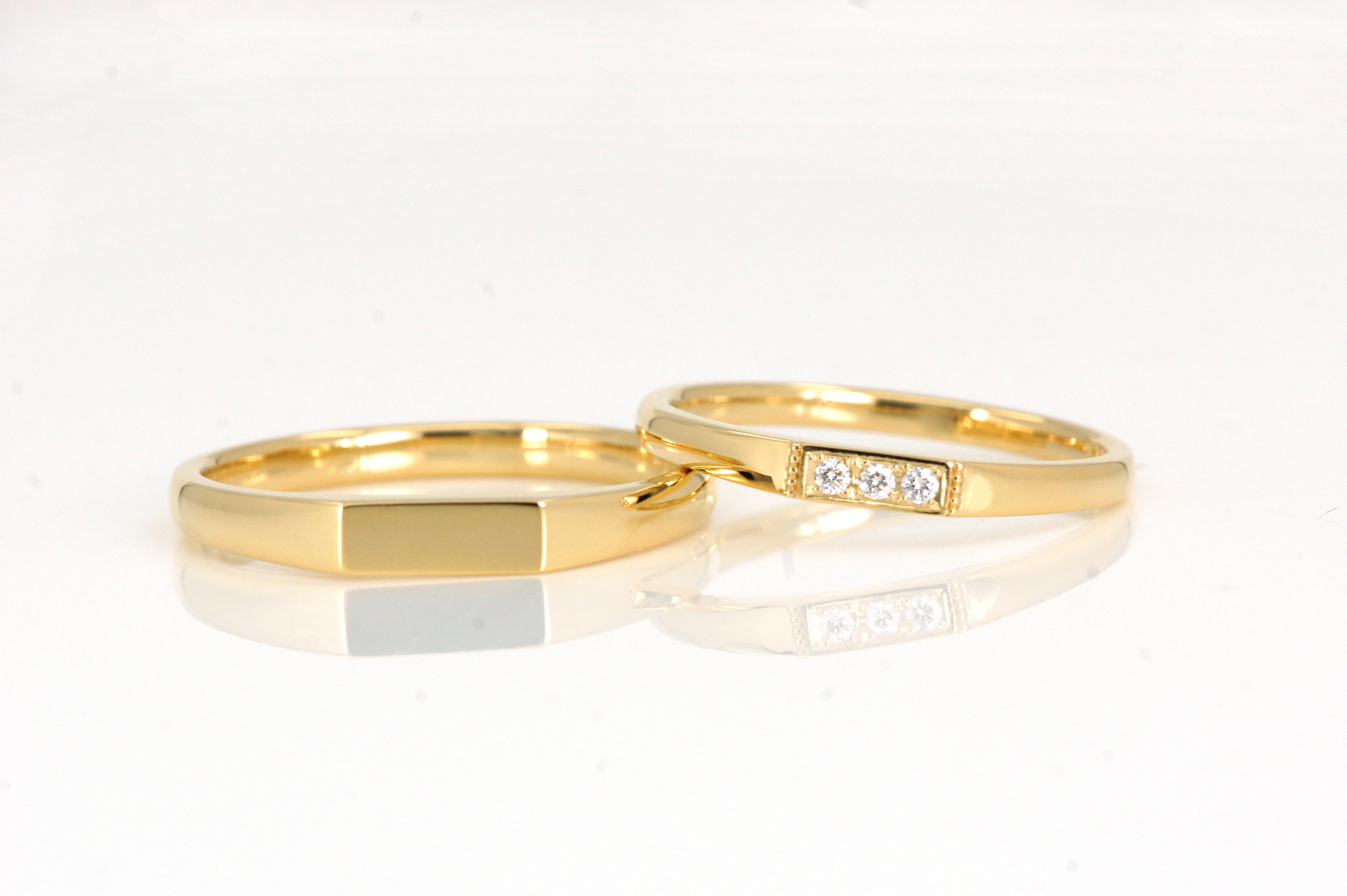 イエローゴールド製の結婚指輪✧